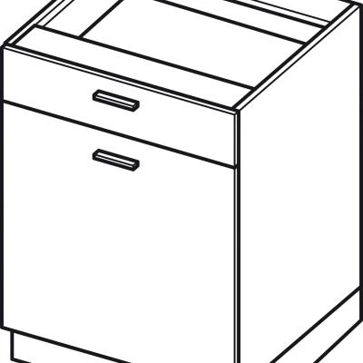 Kombinierter Unterschrank ADAMA - Breite 60 cm, weiß glänzend / weiß, Beine 15 cm