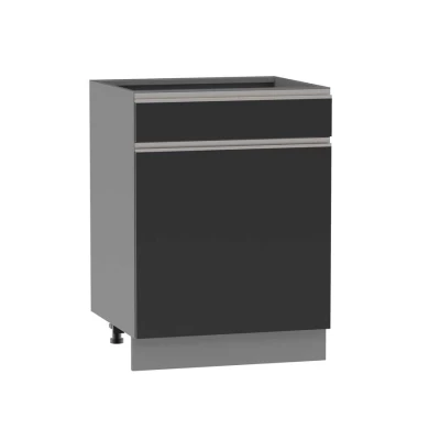 Kombi-Unterschrank ADAMA - Breite 60 cm, schwarz/grau, Beine 10 cm