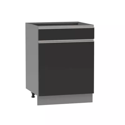 Kombi-Unterschrank ADAMA - Breite 60 cm, schwarz/grau, Beine 10 cm