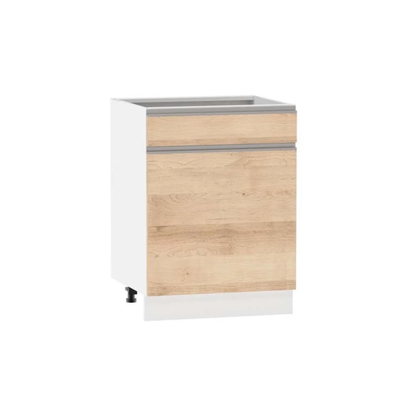 Kombi-Unterschrank ADAMA - Breite 60 cm, Artisan-Buche/Weiß, Beine 15 cm