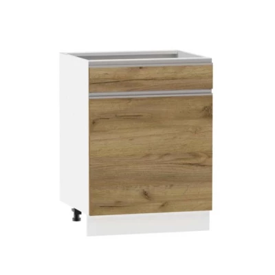 Kombi-Unterschrank ADAMA - Breite 60 cm, Craft Eiche Gold/Weiß, Beine 10 cm