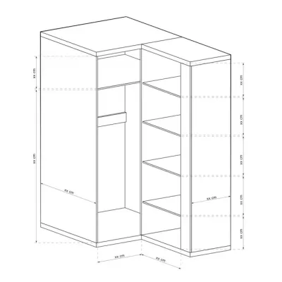 Eckkleiderschrank ANNELISA – Breite 196 cm, Ribbeck-Eiche
