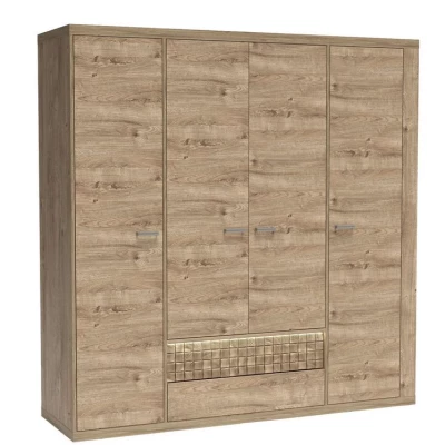 Geräumiger Kleiderschrank ANNELISA – Breite 196 cm, Ribbeck-Eiche
