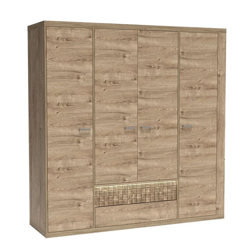 Geräumiger Kleiderschrank ANNELISA – Breite 196 cm, Ribbeck-Eiche
