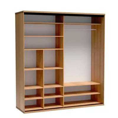 Kleiderschrank mit Schiebetüren DELA – Breite 199 cm, Eiche Karamell