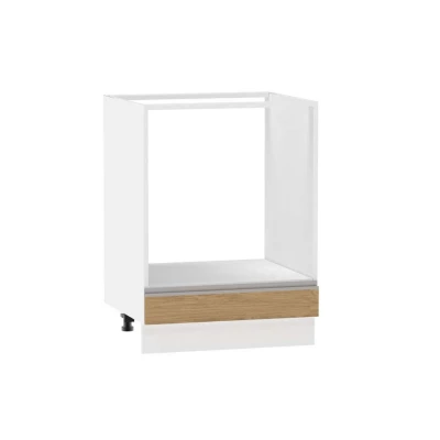 Unterschrank für Einbaubackofen ADAMA - Breite 60 cm, Hickory natur/weiß, Beine 15 cm