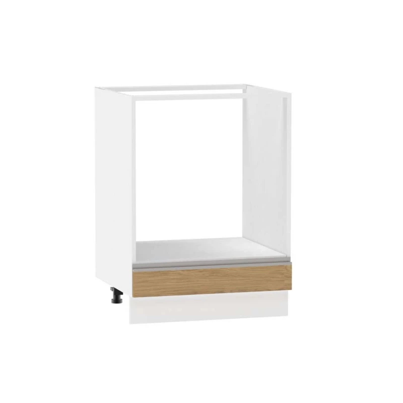 Unterschrank für Einbaubackofen ADAMA - Breite 60 cm, Hickory natur/weiß, Beine 15 cm