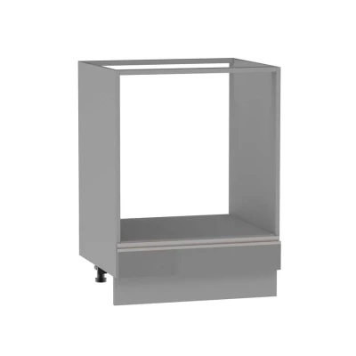 Schrank für Einbaubackofen ADAMA - Breite 60 cm, Hochglanzgrau/Grau, Beine 10 cm