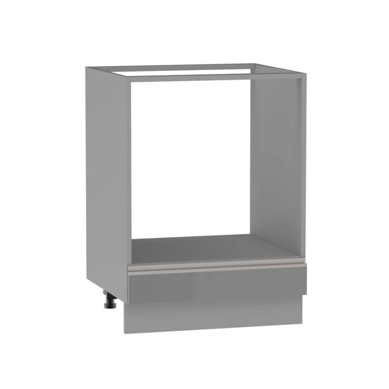 Schrank für Einbaubackofen ADAMA - Breite 60 cm, Hochglanzgrau/Grau, Beine 10 cm