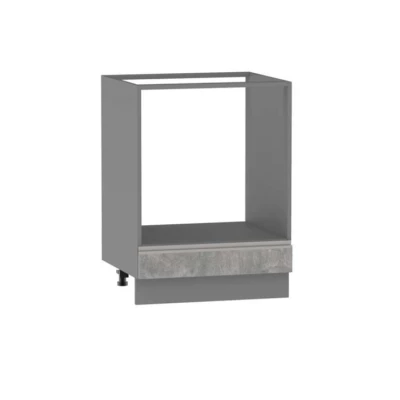Unterschrank für Einbaubackofen ADAMA – Breite 60 cm, Atelierbeton hell/grau, Beine 15 cm