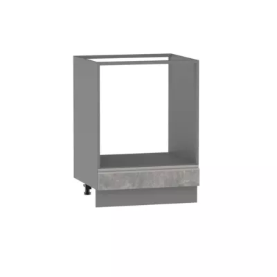 Unterschrank für Einbaubackofen ADAMA – Breite 60 cm, Atelierbeton hell/grau, Beine 15 cm