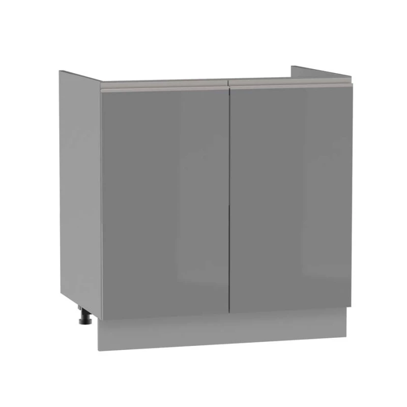 ADAMA Waschbeckenschrank - Breite 80 cm, glänzend grau / grau, Beine 10 cm