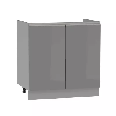 ADAMA Waschbeckenschrank - Breite 80 cm, glänzend grau / grau, Beine 10 cm