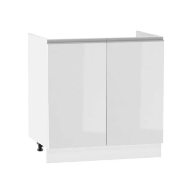 ADAMA Waschbeckenunterschrank - Breite 80 cm, weiß glänzend / weiß, Beine 10 cm