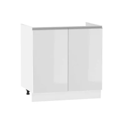 ADAMA Waschbeckenunterschrank - Breite 80 cm, weiß glänzend / weiß, Beine 10 cm