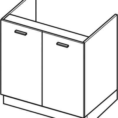 ADAMA Waschbeckenunterschrank - Breite 80 cm, weiß glänzend / weiß, Beine 10 cm