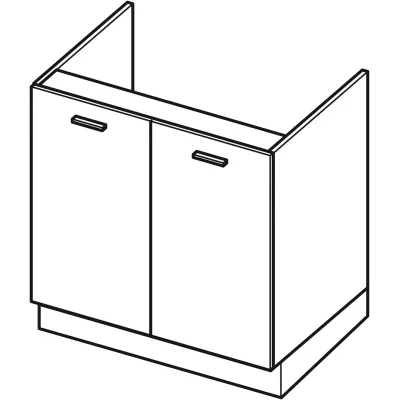 ADAMA Waschbeckenunterschrank - Breite 80 cm, weiß glänzend / weiß, Beine 10 cm