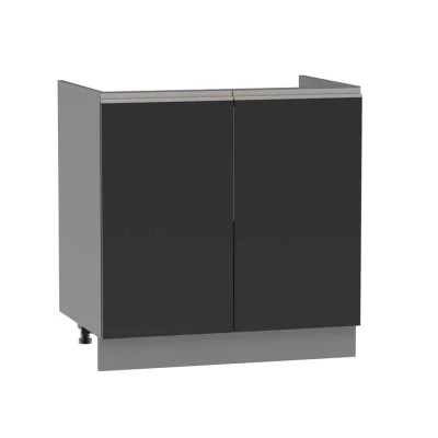 ADAMA Waschbeckenunterschrank - Breite 80 cm, schwarz/grau, Beine 15 cm