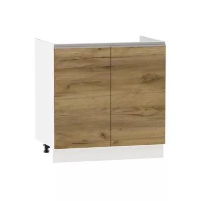 ADAMA Waschbeckenunterschrank - Breite 80 cm, Craft Eiche Gold/Weiß, Beine 10 cm