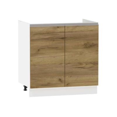 ADAMA Waschbeckenunterschrank - Breite 80 cm, Craft Eiche Gold/Weiß, Beine 15 cm