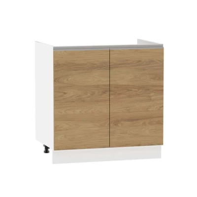 ADAMA Waschbeckenunterschrank - Breite 80 cm, Hickory natur/weiß, Beine 10 cm