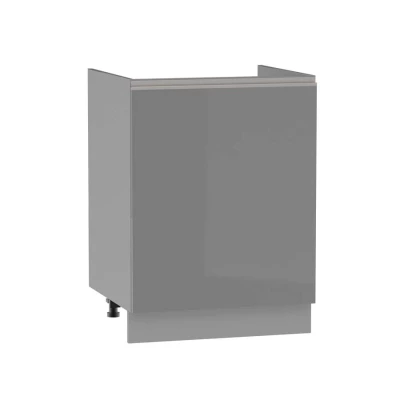 ADAMA Waschbeckenschrank - Breite 60 cm, glänzend grau / grau, Beine 10 cm