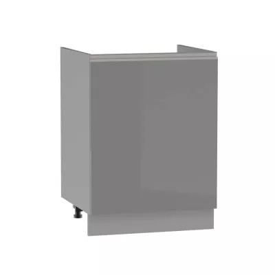 ADAMA Waschbeckenschrank - Breite 60 cm, glänzend grau / grau, Beine 10 cm