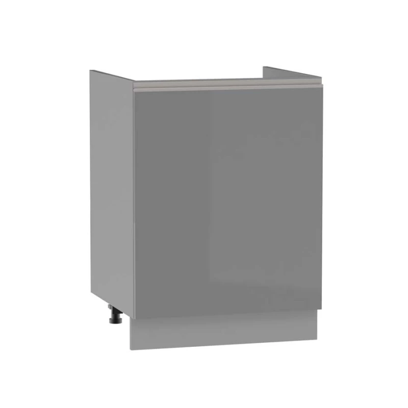 ADAMA Waschbeckenschrank - Breite 60 cm, glänzend grau / grau, Beine 15 cm