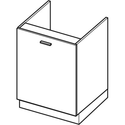 ADAMA Waschbeckenunterschrank - Breite 60 cm, weiß glänzend / weiß, Beine 10 cm