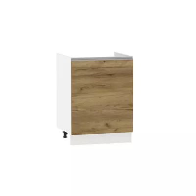 ADAMA Waschbeckenunterschrank - Breite 60 cm, Craft Eiche Gold/Weiß, Beine 10 cm