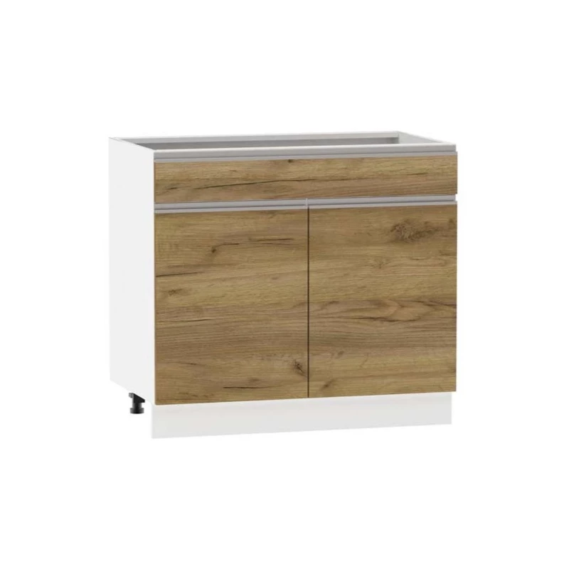 Kombi-Unterschrank ADAMA – Breite 90 cm, Craft Eiche Gold/Weiß, Beine 15 cm