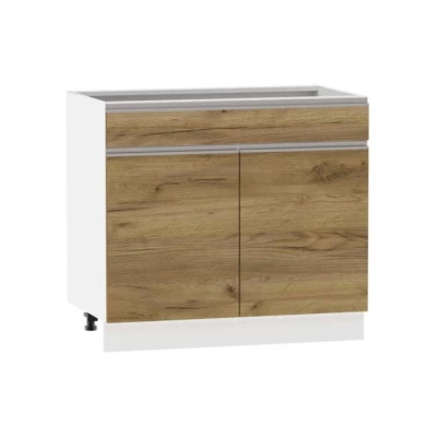 Kombi-Unterschrank ADAMA - Breite 90 cm, Craft Eiche Gold/Weiß, Beine 10 cm