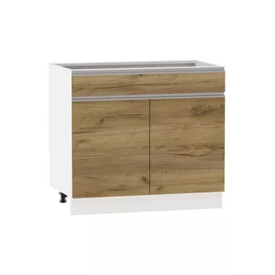 Kombi-Unterschrank ADAMA - Breite 90 cm, Craft Eiche Gold/Weiß, Beine 10 cm