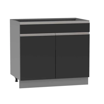 Kombi-Unterschrank ADAMA - Breite 90 cm, schwarz/grau, Beine 10 cm