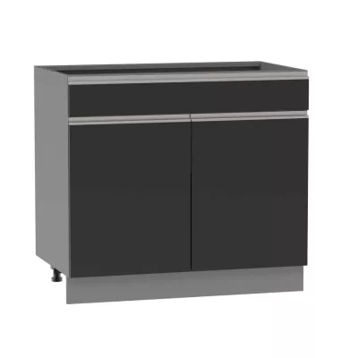 Kombi-Unterschrank ADAMA - Breite 90 cm, schwarz/grau, Beine 10 cm