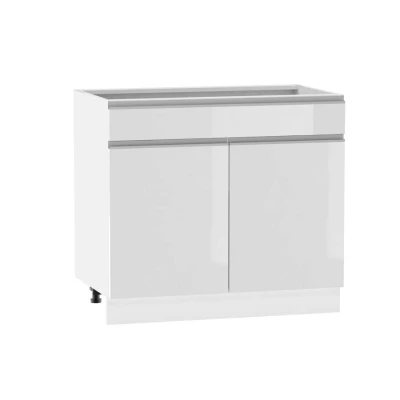 Kombi-Unterschrank ADAMA - Breite 90 cm, weiß glänzend / weiß, Beine 15 cm
