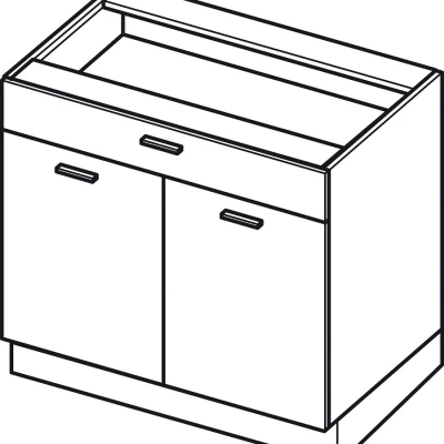 Kombi-Unterschrank ADAMA - Breite 90 cm, weiß glänzend / weiß, Beine 10 cm
