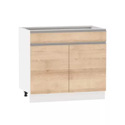 Kombi-Unterschrank ADAMA - Breite 90 cm, Artisan-Buche/Weiß, Beine 10 cm