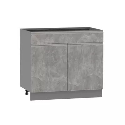 Kombi-Unterschrank ADAMA – Breite 90 cm, Atelierbeton hell/grau, Beine 15 cm
