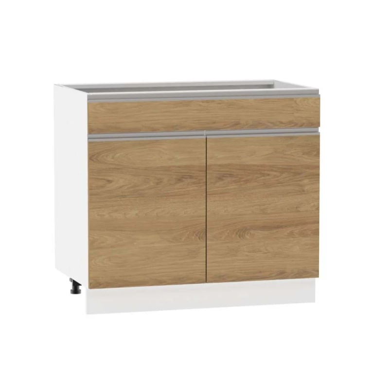 Kombi-Unterschrank ADAMA - Breite 90 cm, Hickory natur/weiß, Beine 10 cm