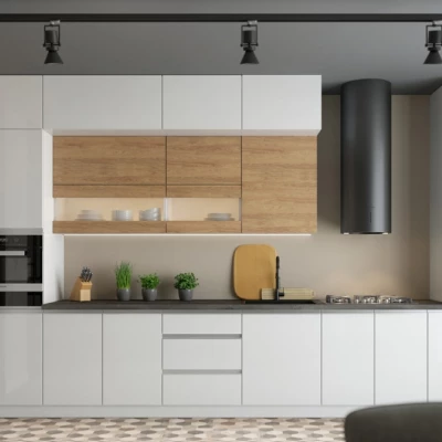 Kombi-Unterschrank ADAMA - Breite 90 cm, weiß glänzend / weiß, Beine 15 cm