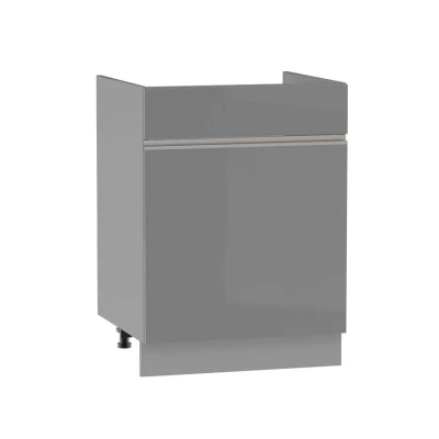 Waschbeckenschrank mit Schublade ADAMA - Breite 60 cm, glänzend grau/grau, Beine 10 cm