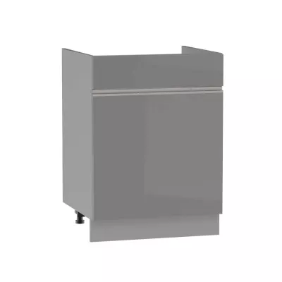 Waschbeckenschrank mit Schublade ADAMA - Breite 60 cm, glänzend grau/grau, Beine 10 cm
