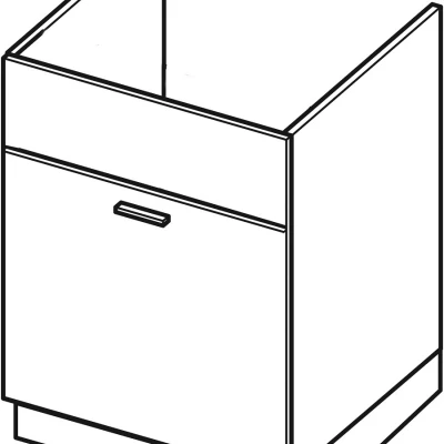 Waschbeckenschrank mit Schublade ADAMA - Breite 60 cm, Hochglanzgrau/Grau, Beine 15 cm