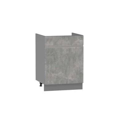 Waschbeckenunterschrank mit Schublade ADAMA – Breite 60 cm, Atelierbeton hell/grau, Beine 10 cm