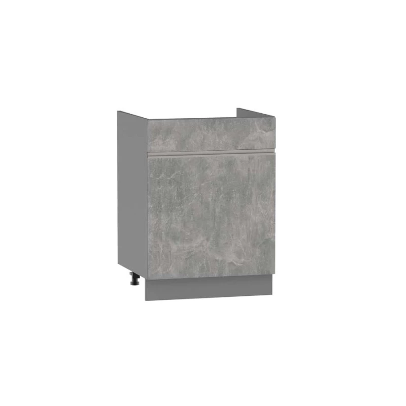 Waschbeckenunterschrank mit Schublade ADAMA – Breite 60 cm, Atelierbeton hell/grau, Beine 10 cm