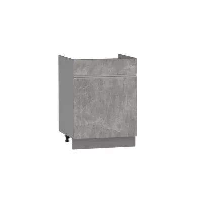 Waschbeckenunterschrank mit Schublade ADAMA – Breite 60 cm, Atelierbeton hell/grau, Beine 10 cm