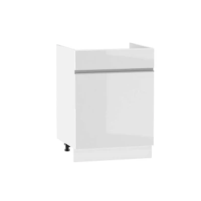 Waschbeckenschrank mit Schublade ADAMA - Breite 60 cm, weiß glänzend / weiß, Beine 15 cm
