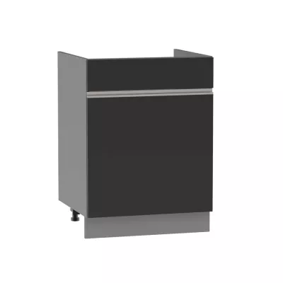 Waschbeckenschrank mit Schublade ADAMA - Breite 60 cm, schwarz/grau, Beine 10 cm