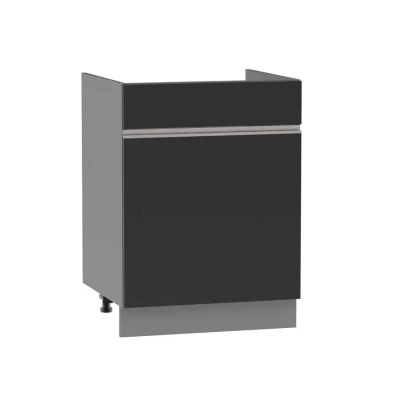 Waschbeckenschrank mit Schublade ADAMA - Breite 60 cm, schwarz/grau, Beine 15 cm
